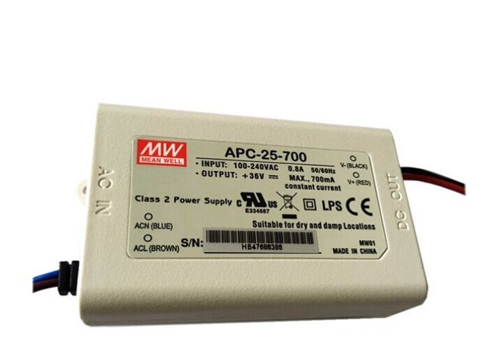 LED التيار الكهربائي المستمر APC الحالي سلسلة 20W الصمام سائق APC-25-700