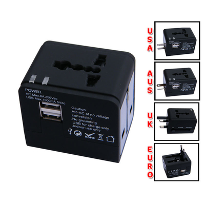 ضوء عالمي USB شاحن السفر المحمولة، 5V 1000MA / 2 واجهة USB