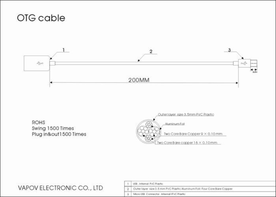 مايكرو USB الهاتف المحمول والكمبيوتر اللوحي الإبداعي كبل USB، USB وتغ إلى كابل USB ونقل البيانات